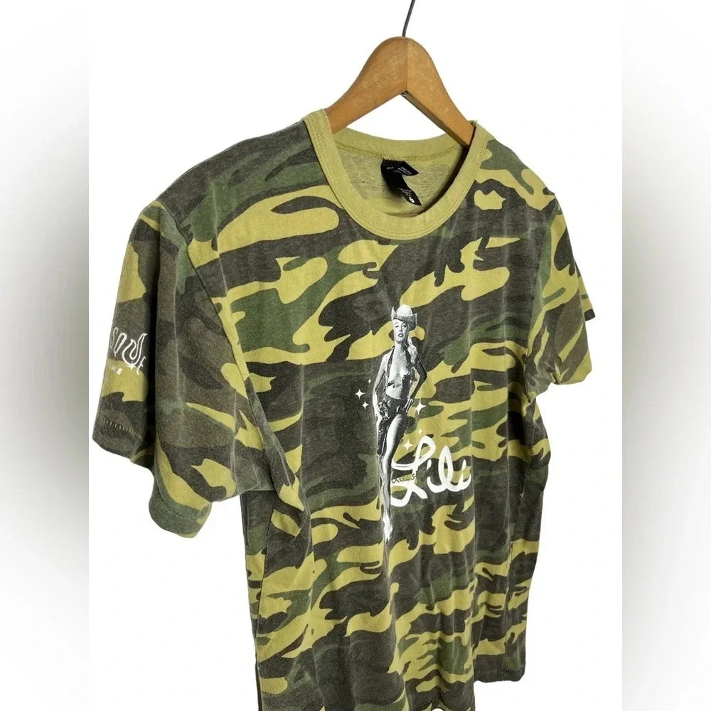 Single Stitch Vintage Style Camo Print Pinup Girl Burlesque Las Vegas T Shirt